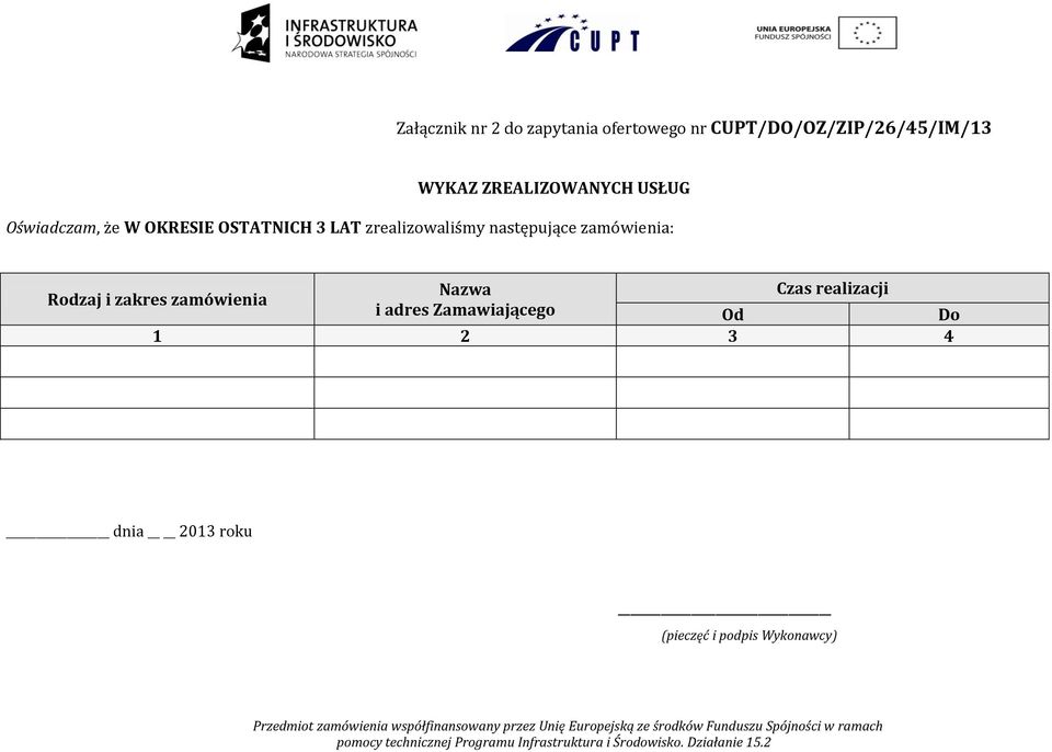 zrealizowaliśmy następujące zamówienia: Nazwa Czas realizacji Rodzaj i