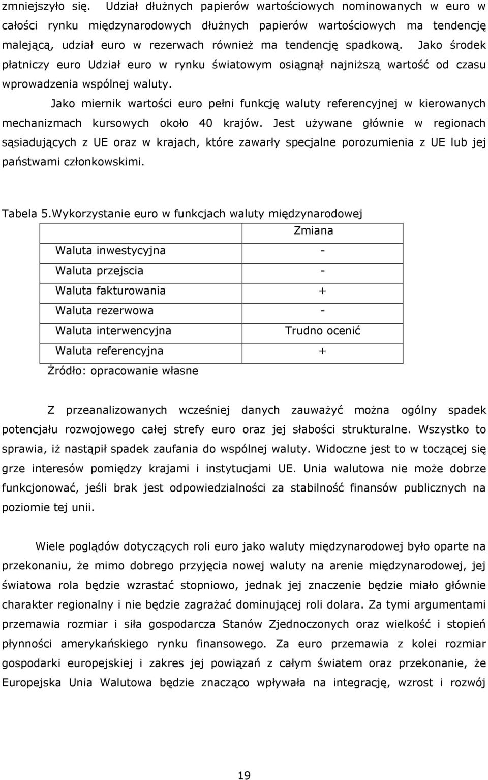 spadkową. Jako środek płatniczy euro Udział euro w rynku światowym osiągnął najniższą wartość od czasu wprowadzenia wspólnej waluty.