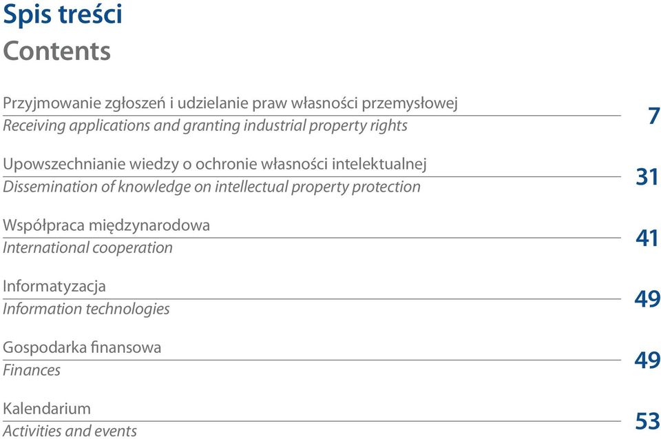 of knowledge on intellectual property protection 31 Współpraca międzynarodowa International cooperation 41