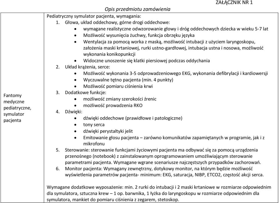 pomocą worka z maską, możliwość intubacji z użyciem laryngoskopu, założenia maski krtaniowej, rurki ustno-gardłowej, intubacja ustna i nosowa, możliwość wykonania konikopunkcji Widoczne unoszenie się