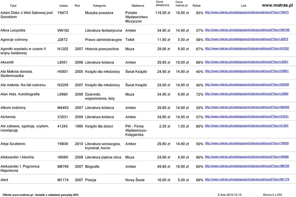 pl/catalogsearch/advanced/result/?sku=w4192 http://www.matras.pl/catalogsearch/advanced/result/?sku=j2872 Agentki wywiadu w czasie II wojny światowej N1202 2007 Historia powszechna Muza 29,90 zł 9,90 zł 67% http://www.