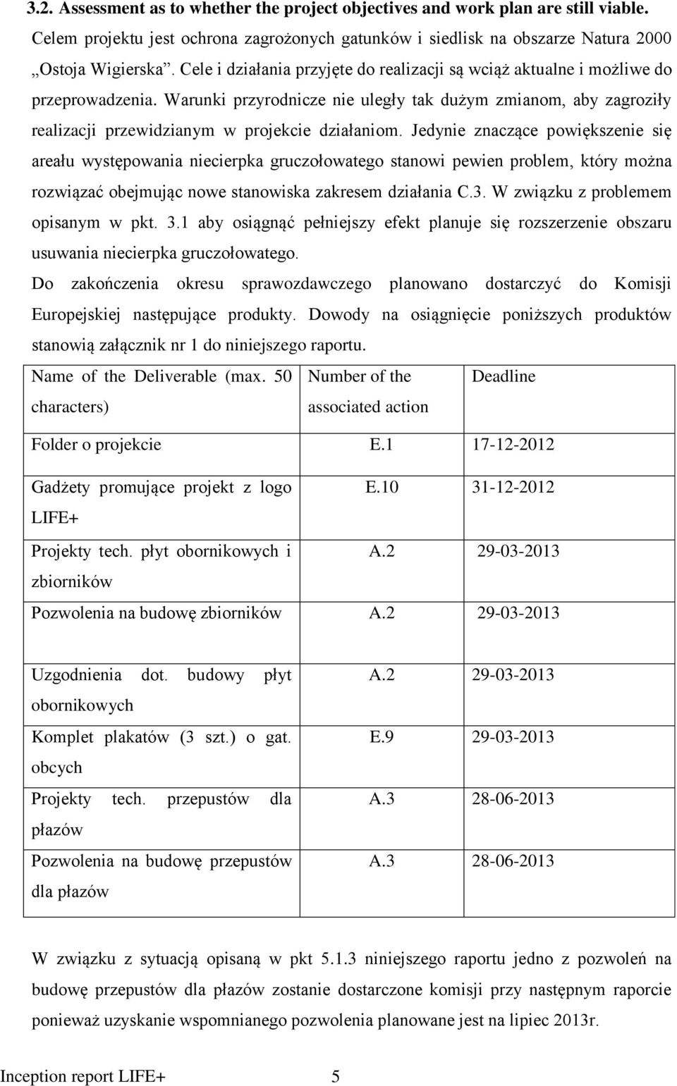 Warunki przyrodnicze nie uległy tak dużym zmianom, aby zagroziły realizacji przewidzianym w projekcie działaniom.