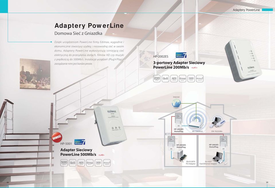 Adaptery PowerLine wykorzystują istniejącą sieć elektryczną do przesyłania danych, filmów HD czy muzyki z prędkością do 500Mb/s.