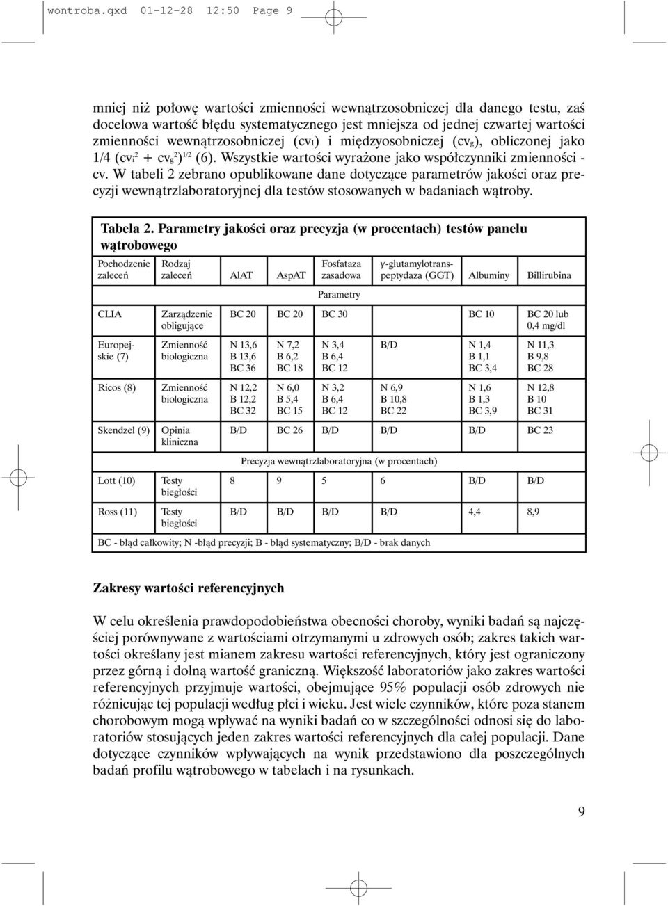 wewn¹trzosobniczej (cvi) i miêdzyosobniczej (cvg), obliczonej jako 1/4 (cvi 2 + cvg 2 ) 1/2 (6). Wszystkie wartoœci wyra one jako wspó³czynniki zmiennoœci - cv.