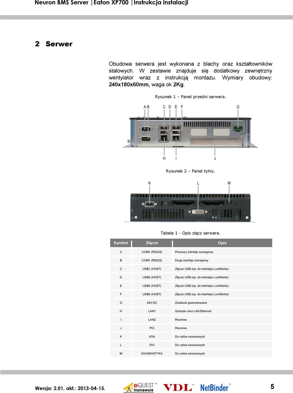 B COM1 (RS232) Drugi interfejs szeregowy. C USB1 (HOST) Złącze USB (np. do interfejsu LonWorks) D USB2 (HOST) Złącze USB (np. do interfejsu LonWorks) E USB3 (HOST) Złącze USB (np.