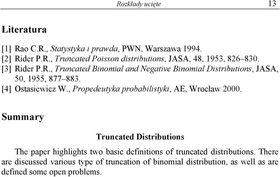 , Propedeutyka probablstyk, AE, Wrocław 000.