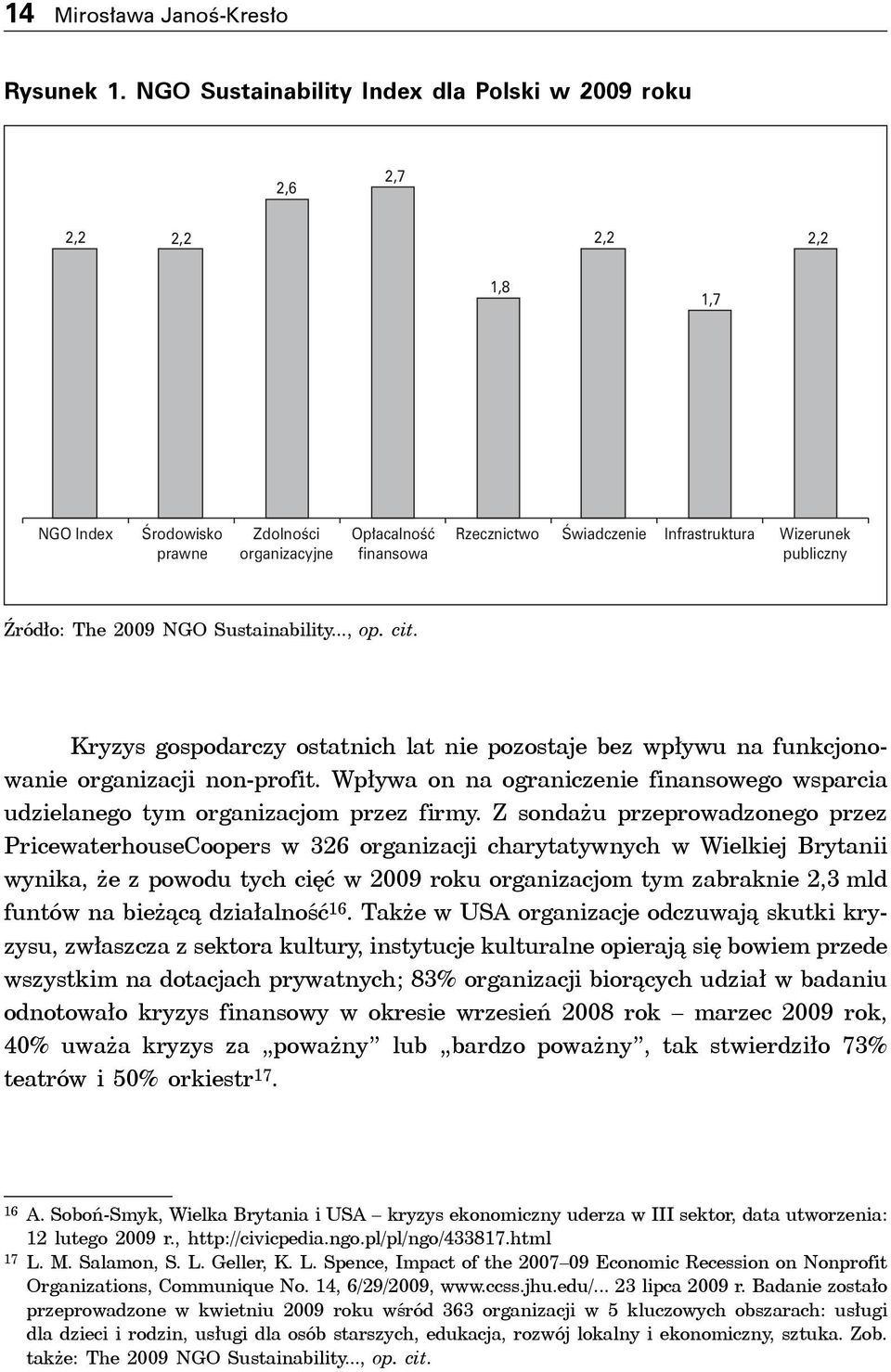 Wizerunek publiczny Źródło: The 2009 NGO Sustainability..., op. cit. Kryzys gospodarczy ostatnich lat nie pozostaje bez wpływu na funkcjonowanie organizacji non-profit.