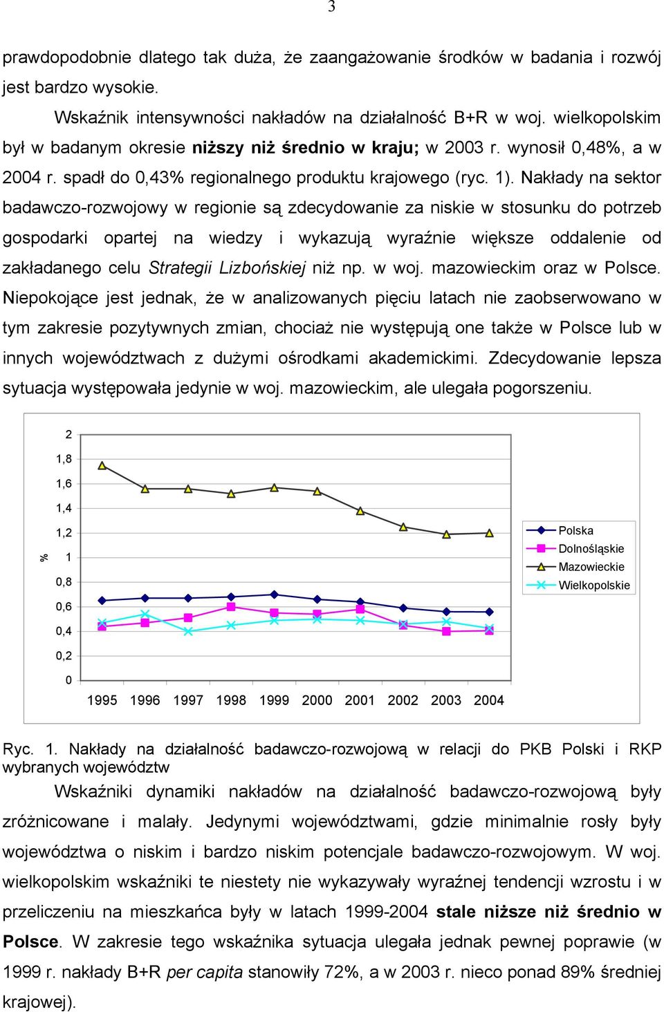 Nakłady na sektor badawczo-rozwojowy w regionie są zdecydowanie za niskie w stosunku do potrzeb gospodarki opartej na wiedzy i wykazują wyraźnie większe oddalenie od zakładanego celu Strategii