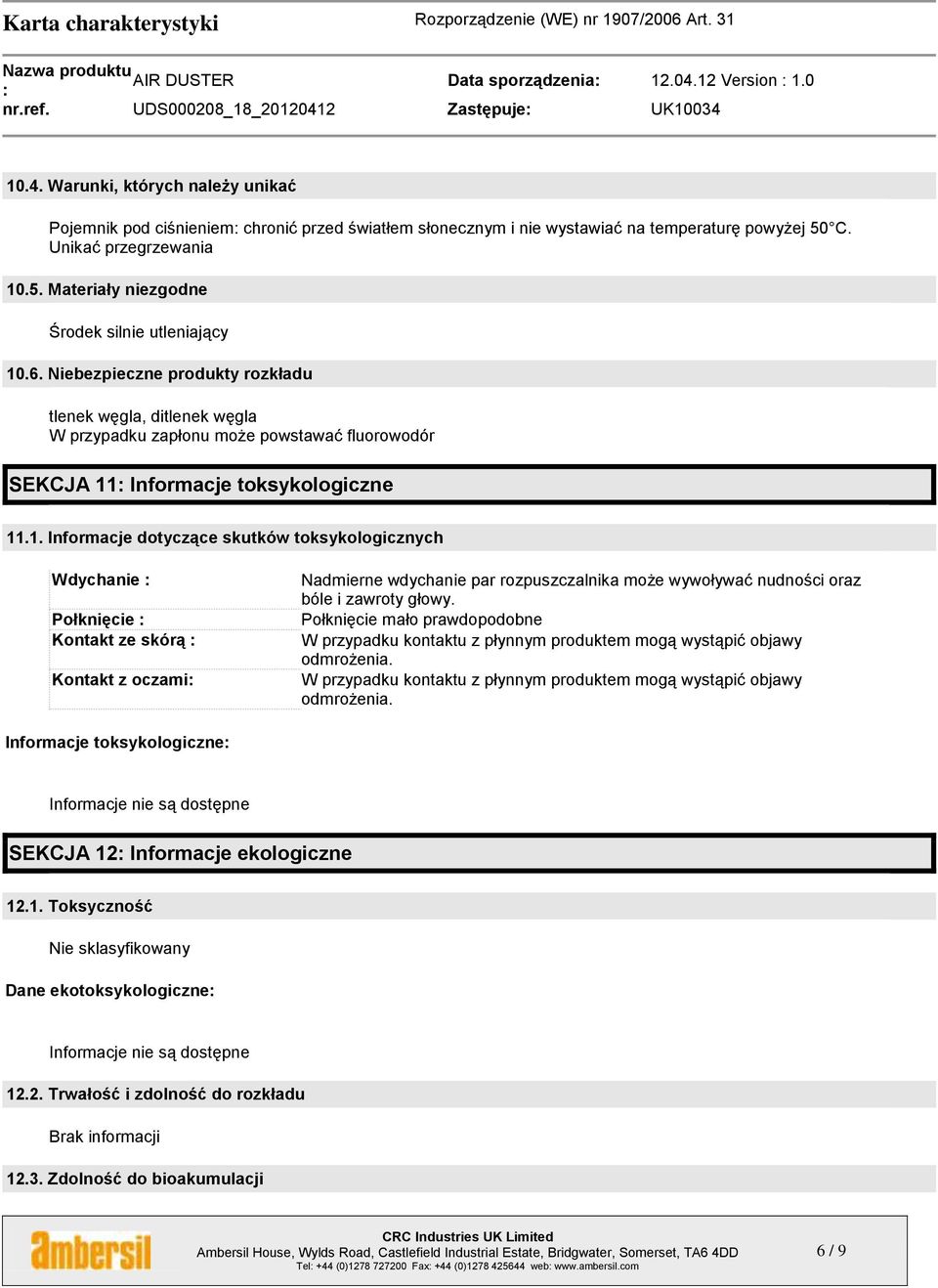 Informacje toksykologiczne 11