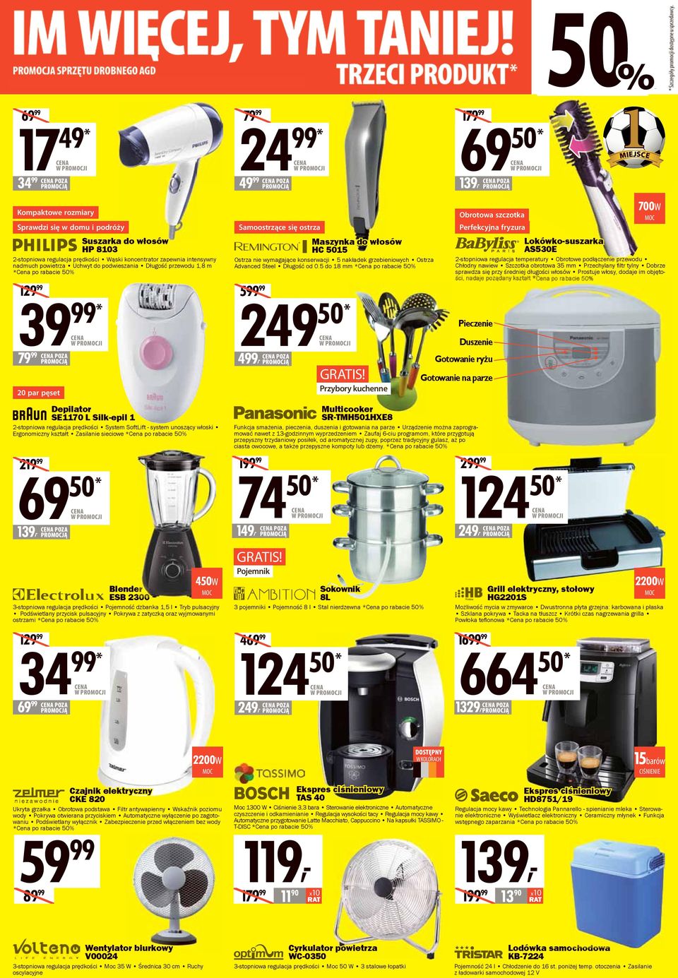 unoszący włoski Ergonomiczny kształt Zasilanie sieciowe *Cena po rabacie 50% 219 99 69 50* POZA 139, Blender ESB 2300 450W 3-stopniowa regulacja prędkości Pojemność dzbanka 1,5 l Tryb pulsacyjny