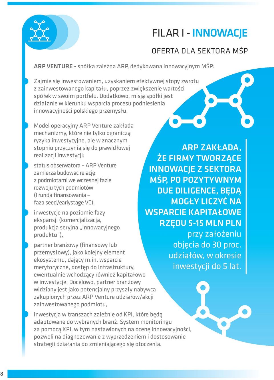 Model operacyjny ARP Venture zakłada mechanizmy, które nie tylko ograniczą ryzyka inwestycyjne, ale w znacznym stopniu przyczynią się do prawidłowej realizacji inwestycji: status obserwatora ARP