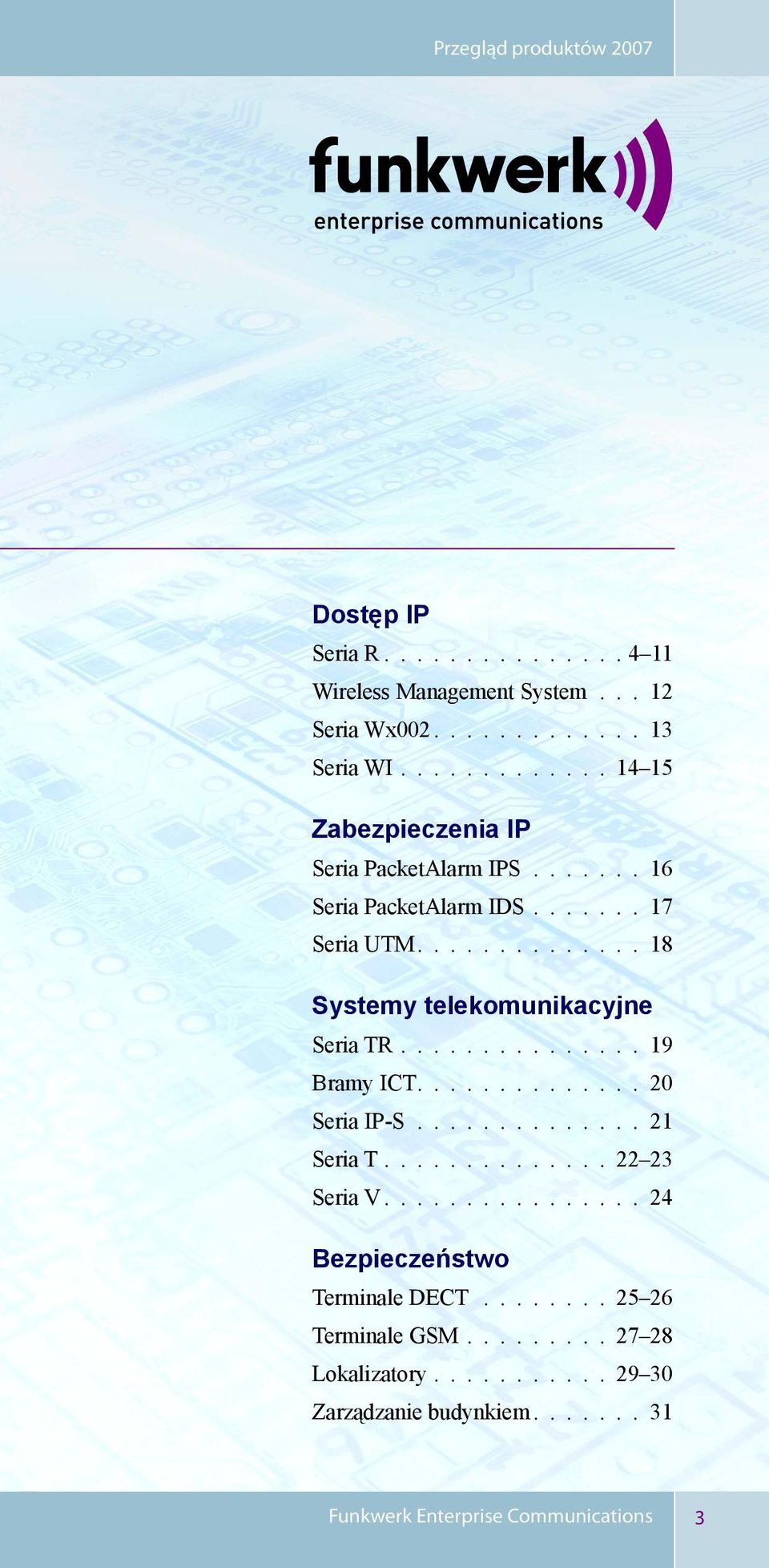 ............. 18 Systemy telekomunikacyjne Seria TR............... 19 Bramy ICT.............. 20 Seria IP-S.............. 21 Seria T.............. 22 23 Seria V.