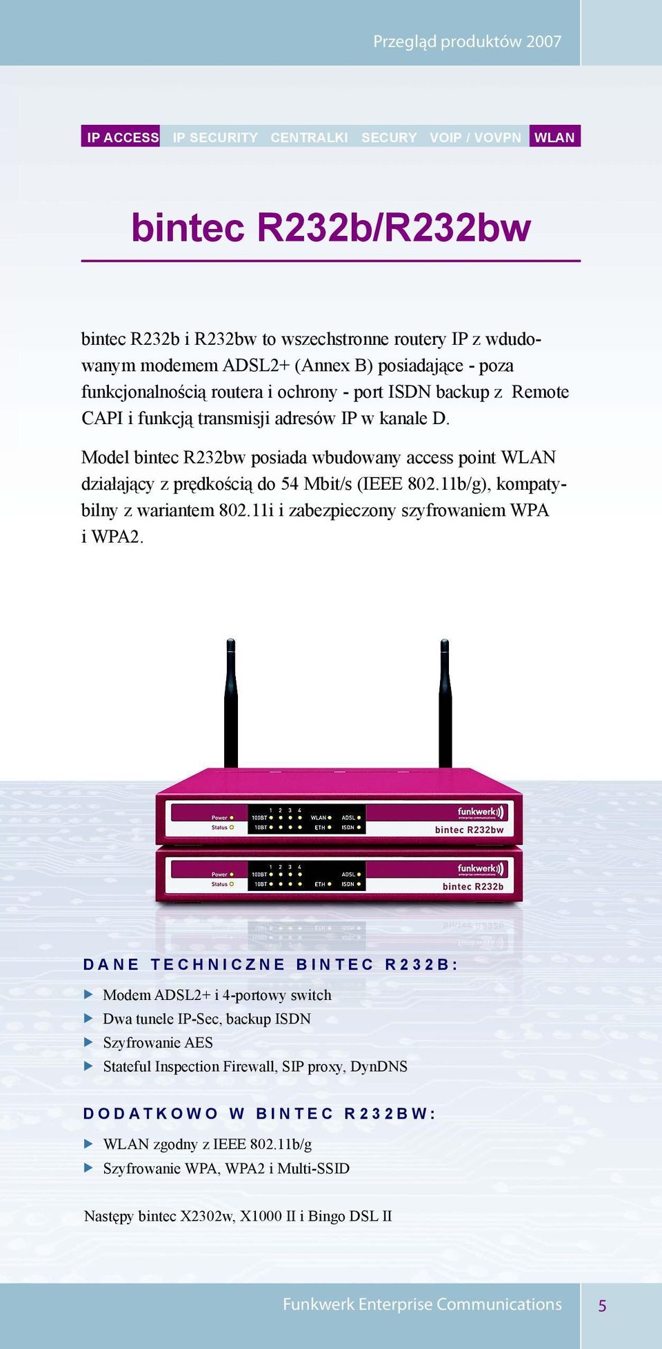 11b/g), kompatybilny z wariantem 802.11i i zabezpieczony szyfrowaniem WPA i WPA2.