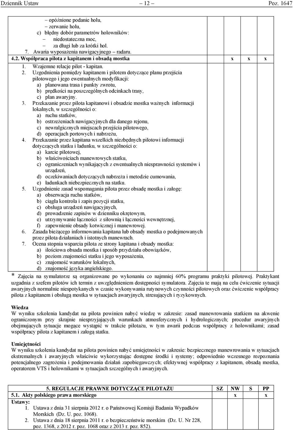 Uzgodnienia pomiędzy kapitanem i pilotem dotyczące planu przejścia pilotoego i jego eentualnych modyfikacji: a) planoana trasa i punkty zrotu, b) prędkości na poszczególnych odcinkach trasy, c) plan