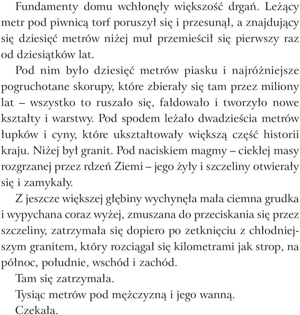 Pod spodem leżało dwadzieścia metrów łupków i cyny, które ukształtowały większą część historii kraju. Niżej był granit.