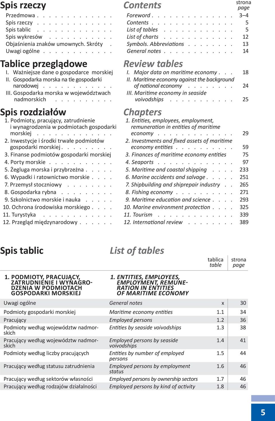 Ważniejsze dane o gospodarce morskiej I. Major data on maritime economy 18 II. Gospodarka morska na tle gospodarki narodowej............ II. Maritime economy against the background of national economy 24 III.