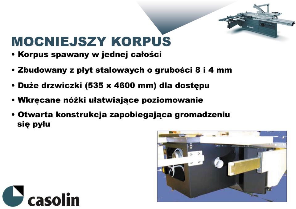 drzwiczki (535 x 4600 mm) dla dostępu Wkręcane nóżki