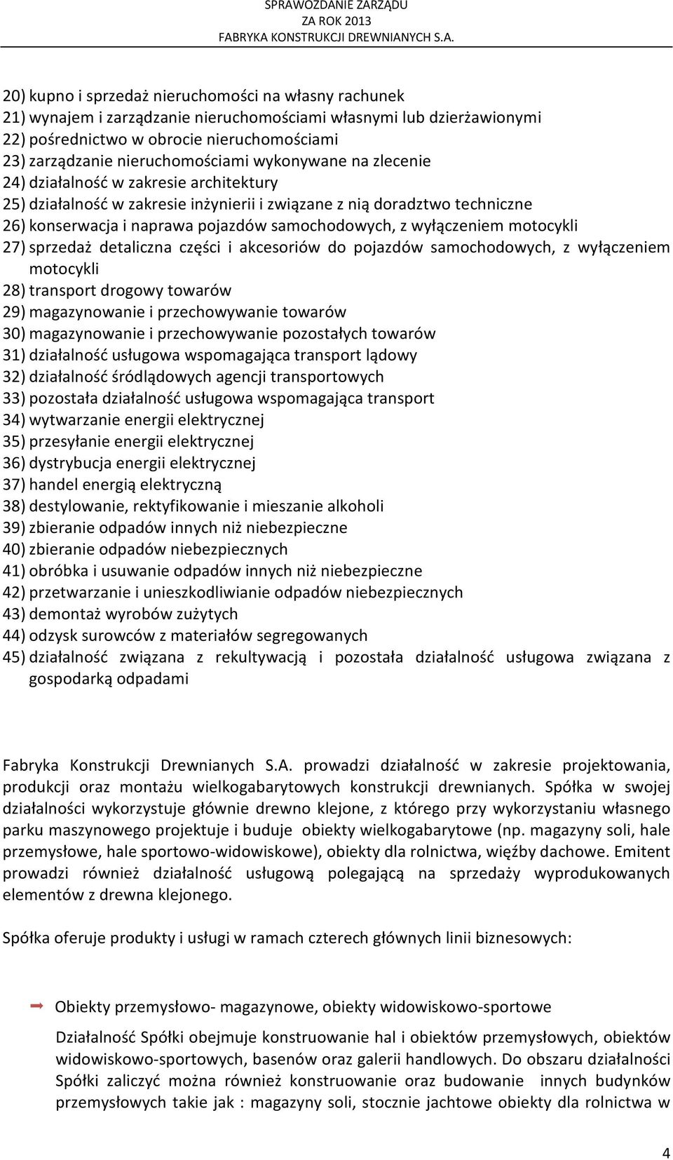 samochodowych, z wyłączeniem motocykli 27) sprzedaż detaliczna części i akcesoriów do pojazdów samochodowych, z wyłączeniem motocykli 28) transport drogowy towarów 29) magazynowanie i przechowywanie