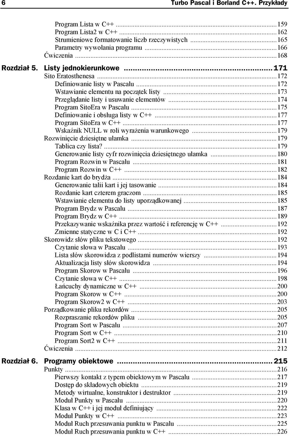 ..174 Program SitoEra w Pascalu...175 Definiowanie i obsługa listy w C++...177 Program SitoEra w C++...177 Wskaźnik NULL w roli wyrażenia warunkowego...179 Rozwinięcie dziesiętne ułamka.