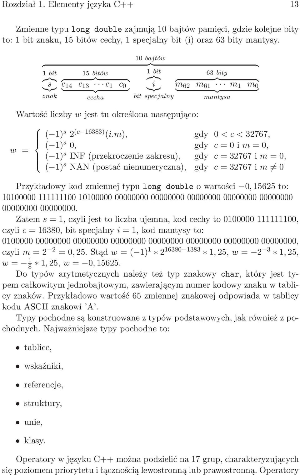 określona następująco: w = ( 1) s 2 (c 16383) (i.