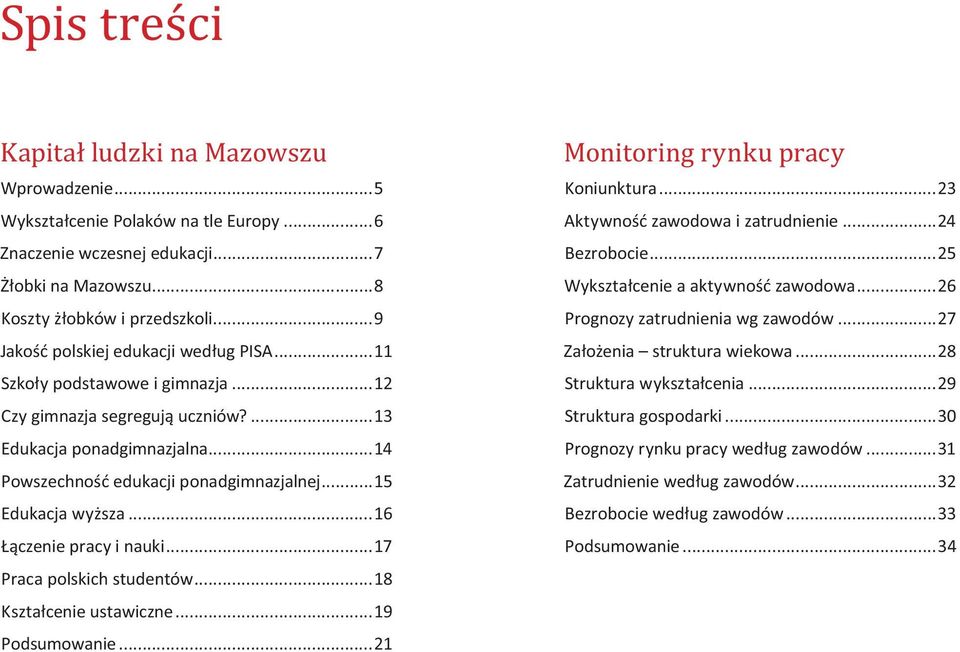 ..15 Edukacja wyższa...16 Łączenie pracy i nauki...17 Praca polskich studentów...18 Kształcenie ustawiczne...19 Podsumowanie...21 Monitoring rynku pracy Koniunktura.