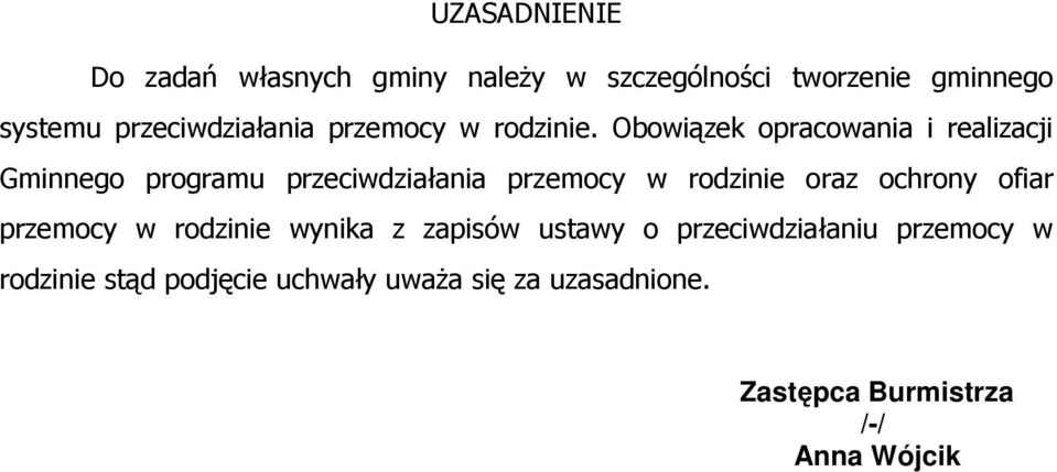 Obowiązek opracowania i realizacji Gminnego programu przeciwdziałania przemocy w rodzinie oraz