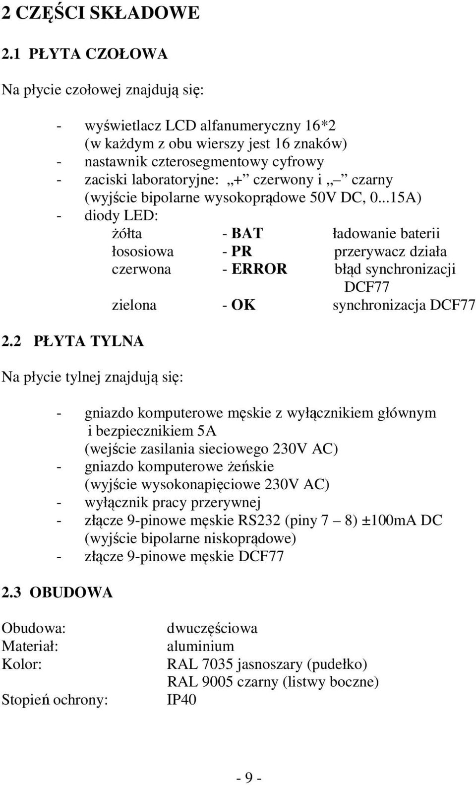 i czarny (wyjście bipolarne wysokoprądowe 50V DC, 0.