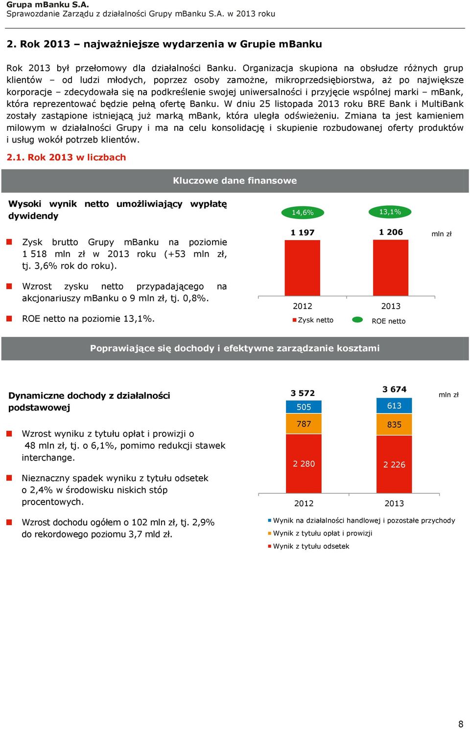 uniwersalności i przyjęcie wspólnej marki mbank, która reprezentować będzie pełną ofertę Banku.