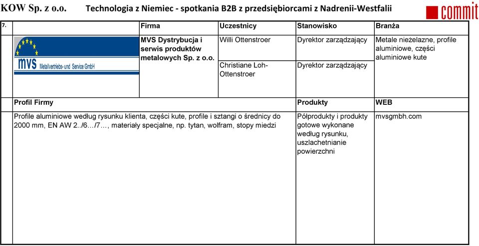 zarządzający Dyrektor zarządzający Metale nieżelazne, profile aluminiowe, części aluminiowe kute Profile aluminiowe według