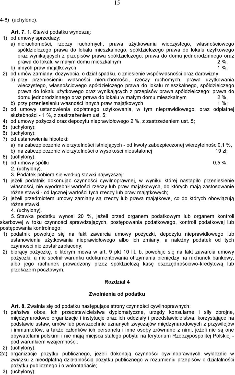 lokalu użytkowego oraz wynikających z przepisów prawa spółdzielczego: prawa do domu jednorodzinnego oraz prawa do lokalu w małym domu mieszkalnym 2 %, b) innych praw majątkowych 1 %; 2) od umów