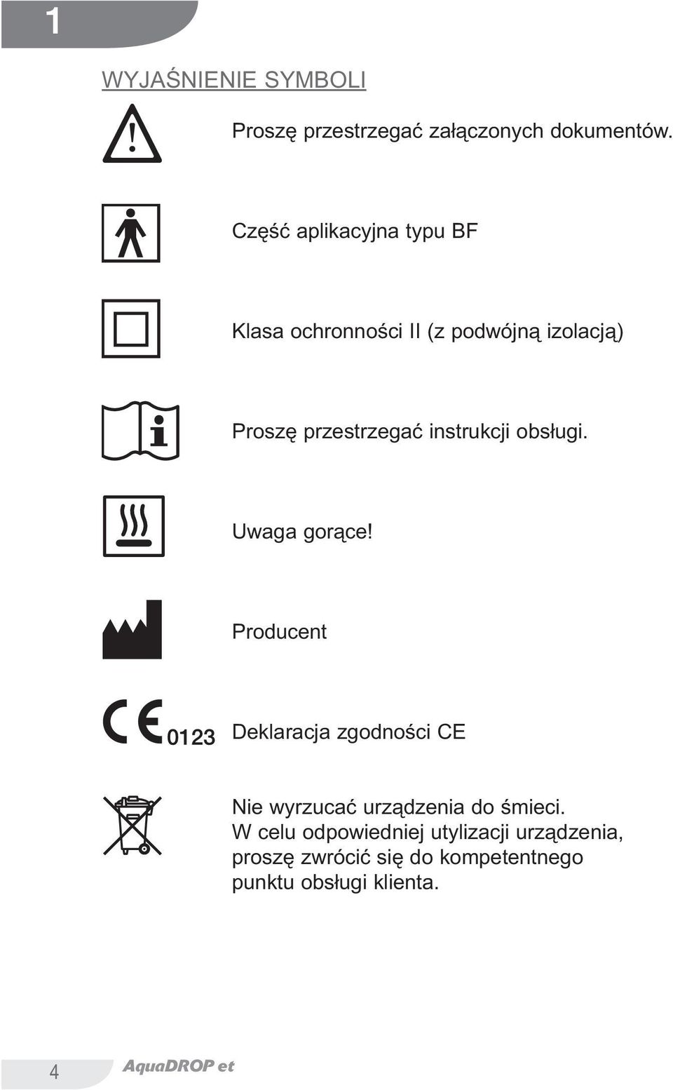 instrukcji obsługi. Uwaga gorące!