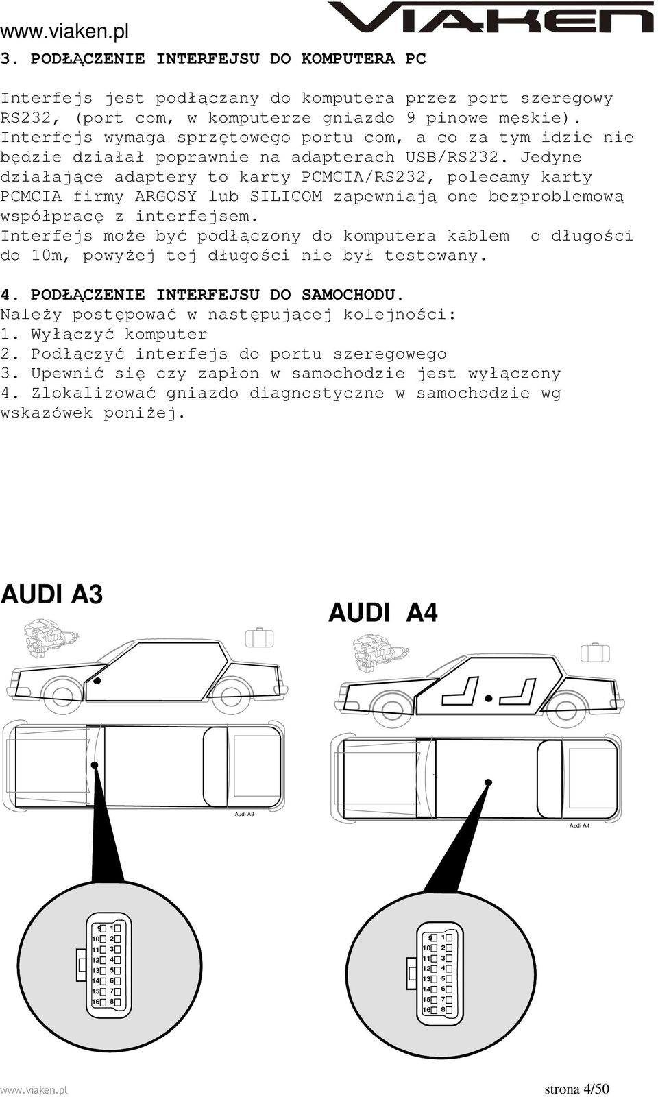 Jedyne działające adaptery to karty PCMCIA/RS232, polecamy karty PCMCIA firmy ARGOSY lub SILICOM zapewniają one bezproblemową współpracę z interfejsem.