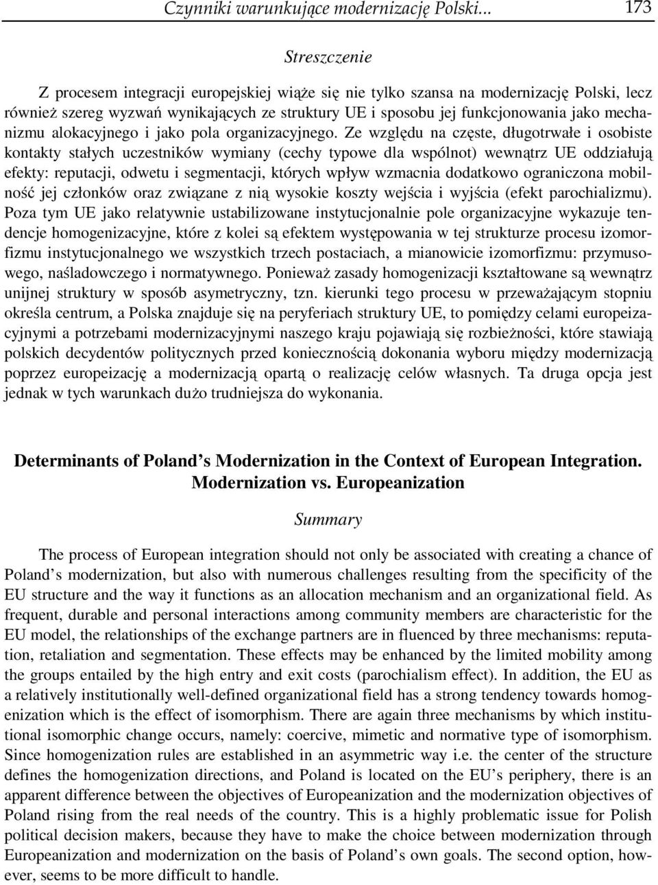 mechanizmu alokacyjnego i jako pola organizacyjnego.