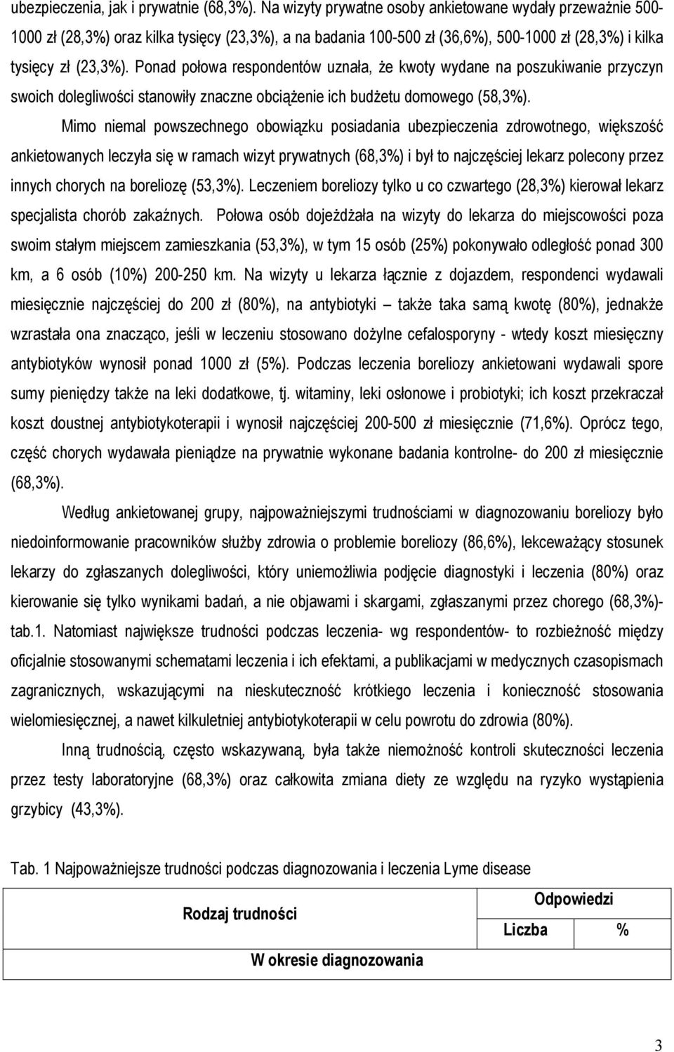 Ponad połowa respondentów uznała, że kwoty wydane na poszukiwanie przyczyn swoich dolegliwości stanowiły znaczne obciążenie ich budżetu domowego (58,3%).