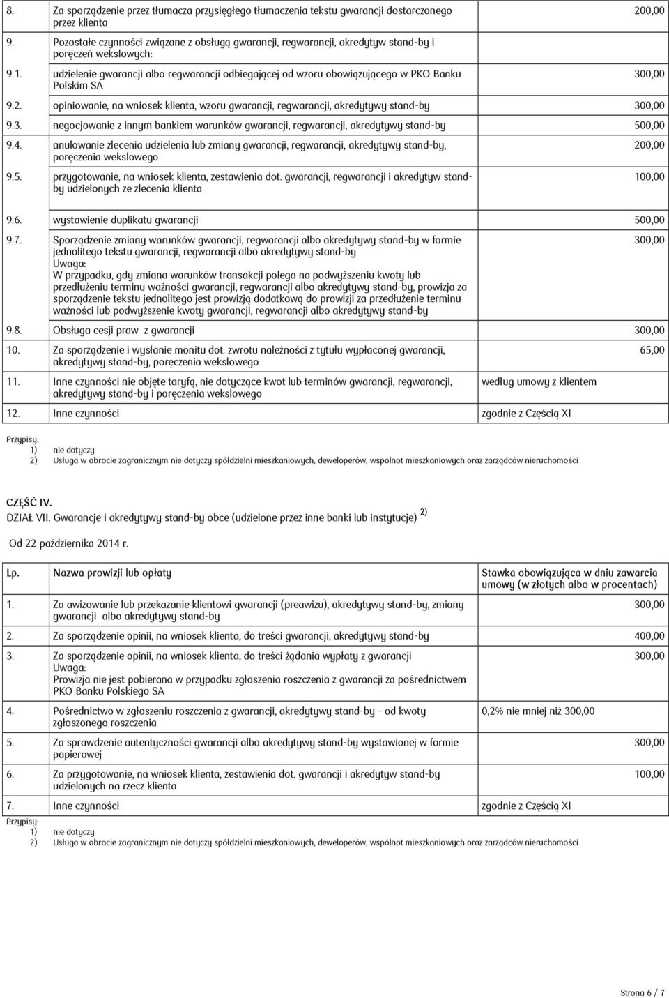 udzielenie gwarancji albo regwarancji odbiegającej od wzoru obowiązującego w PKO Banku Polskim SA 9.2. opiniowanie, na wniosek klienta, wzoru gwarancji, regwarancji, akredytywy stand-by 9.3.