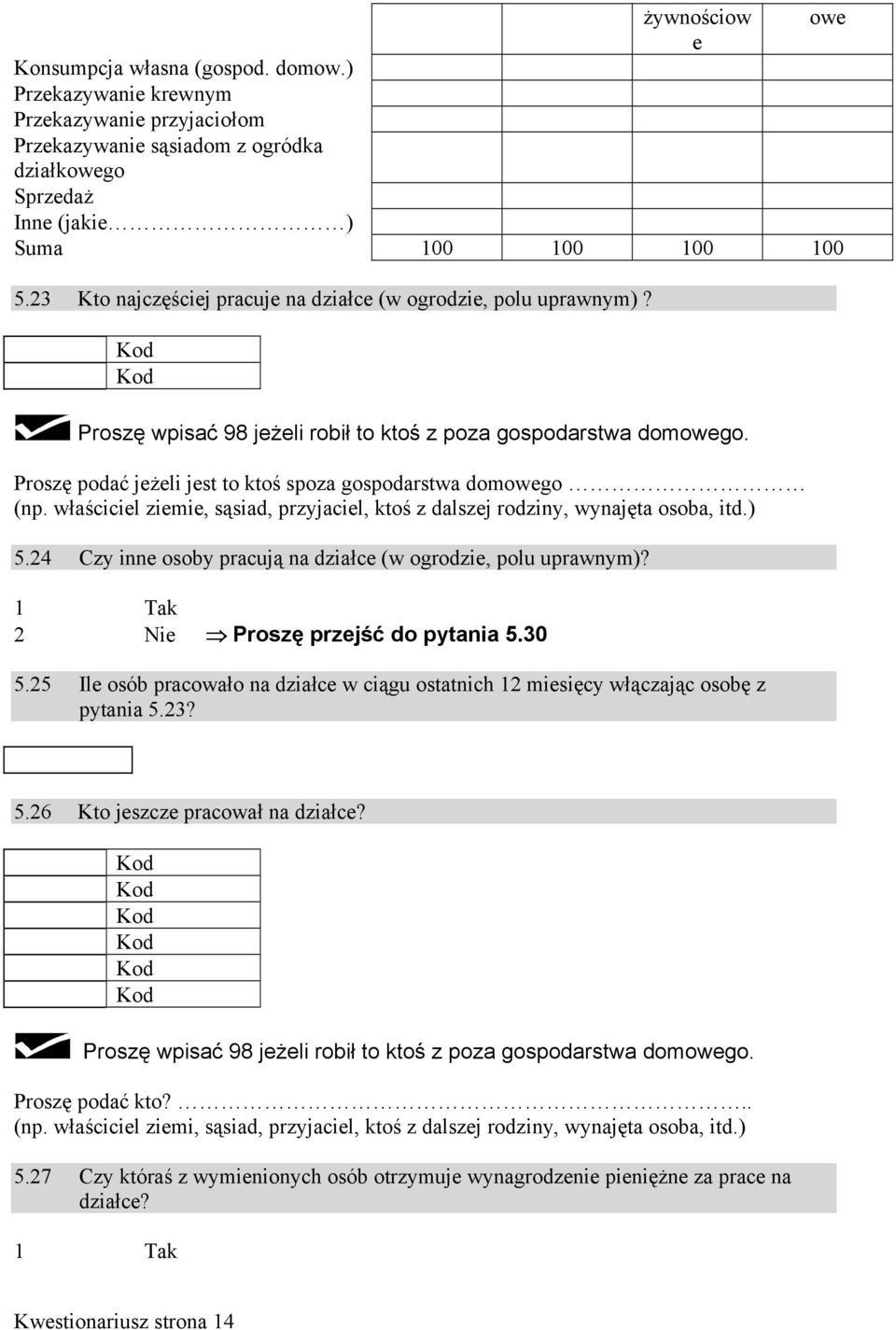 Proszę podać jeżeli jest to ktoś spoza gospodarstwa domowego (np. właściciel ziemie, sąsiad, przyjaciel, ktoś z dalszej rodziny, wynajęta osoba, itd.).