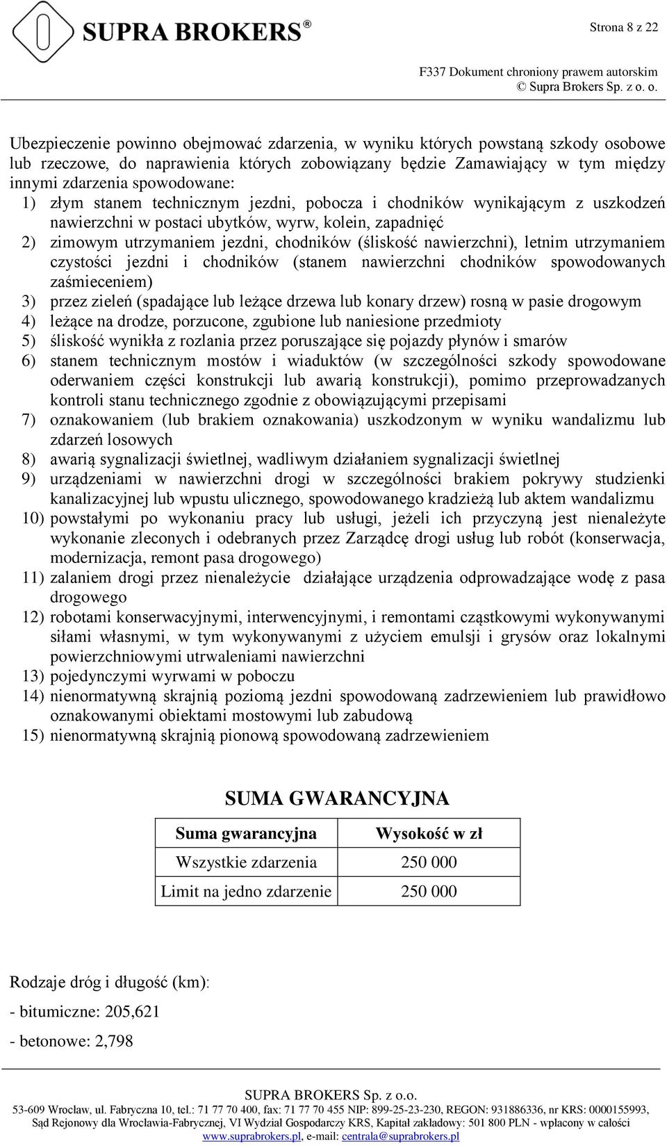 nawierzchni), letnim utrzymaniem czystości jezdni i chodników (stanem nawierzchni chodników spowodowanych zaśmieceniem) 3) przez zieleń (spadające lub leżące drzewa lub konary drzew) rosną w pasie