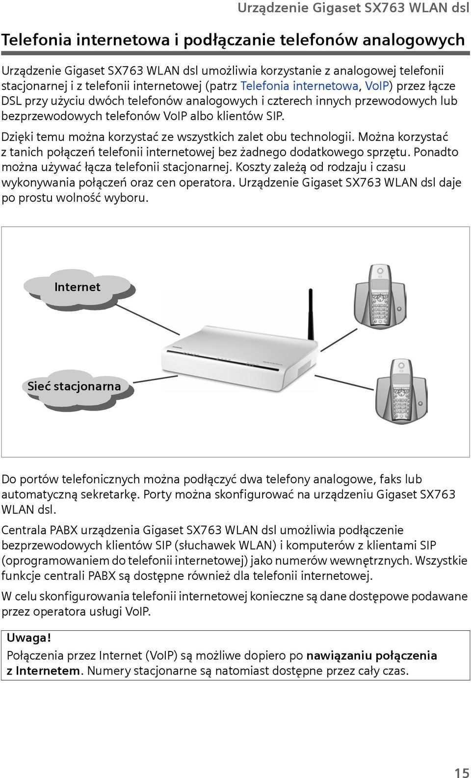 Dzięki temu można korzystać ze wszystkich zalet obu technologii. Można korzystać ztanich połączeń telefonii internetowej bez żadnego dodatkowego sprzętu.