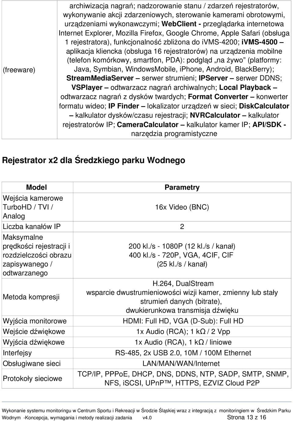 urządzenia mobilne (telefon komórkowy, smartfon, PDA): podgląd na żywo (platformy: Java, Symbian, WindowsMobile, iphone, Android, BlackBerry); StreamMediaServer serwer strumieni; IPServer serwer