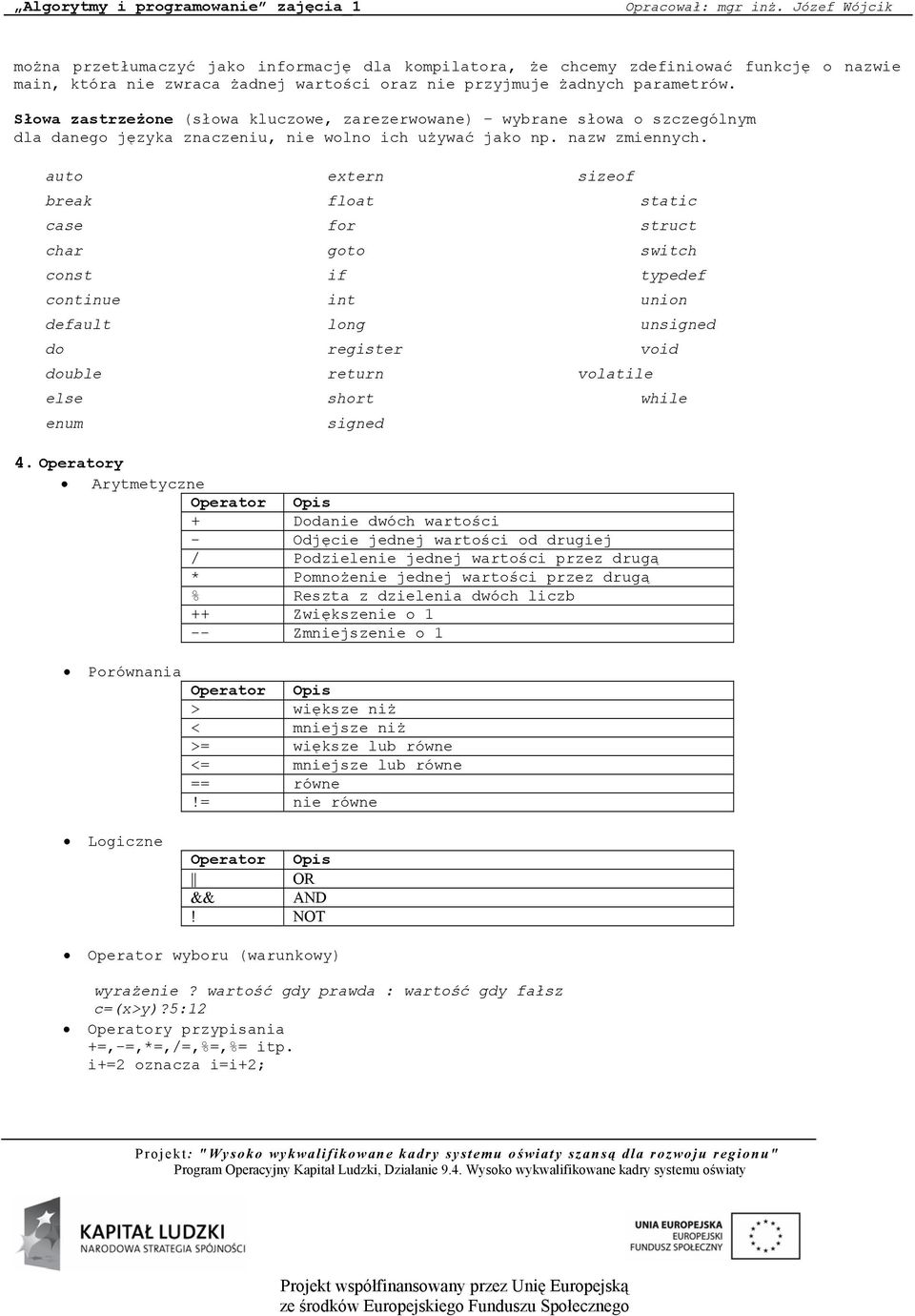 auto extern sizeof break float static case for struct char goto switch const if typedef continue int union default long unsigned do register void double return volatile else short while enum signed 4.