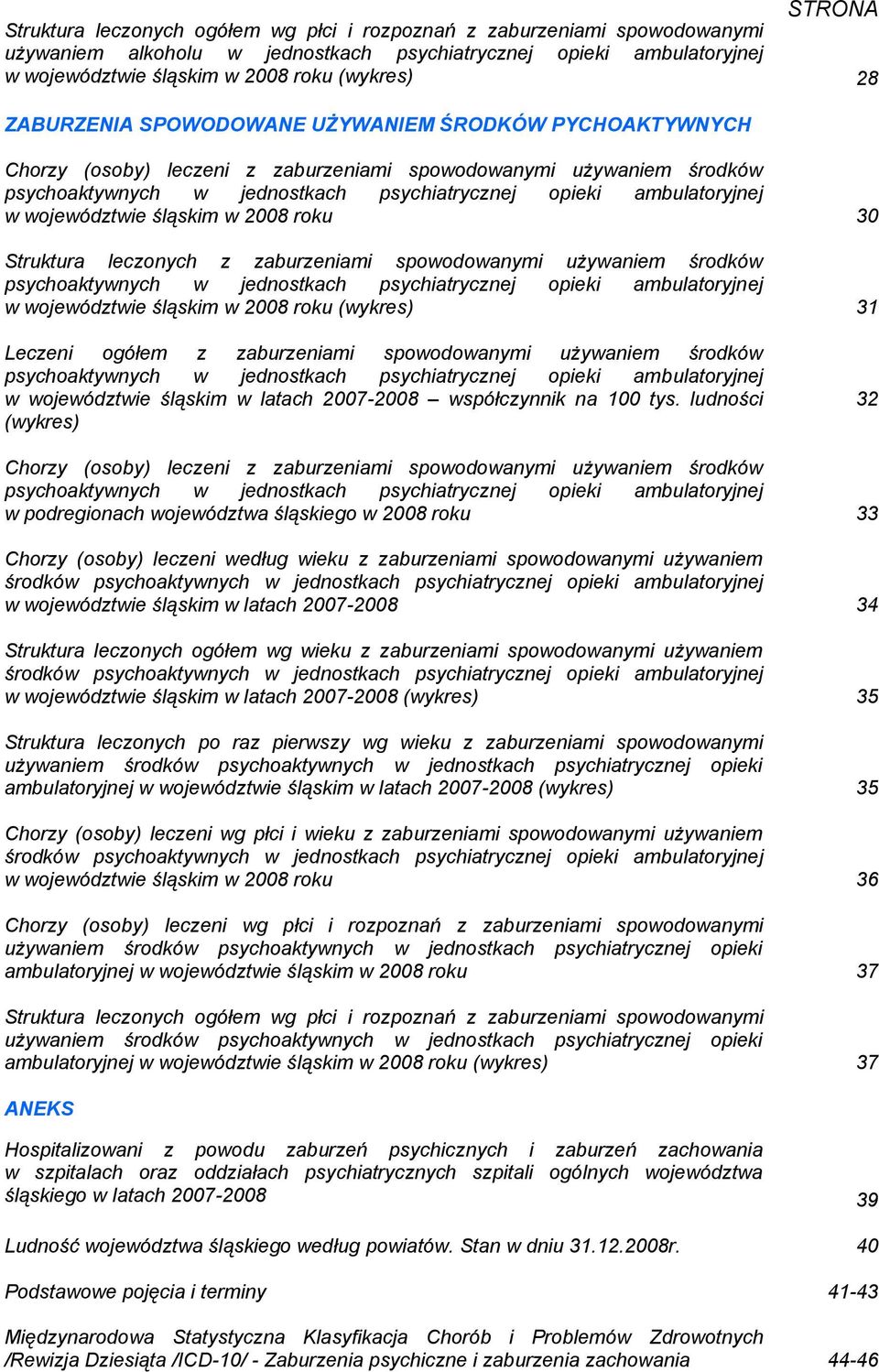 województwie śląskim w 2008 roku 30 Struktura leczonych z zaburzeniami spowodowanymi używaniem środków psychoaktywnych w jednostkach psychiatrycznej opieki ambulatoryjnej w województwie śląskim w