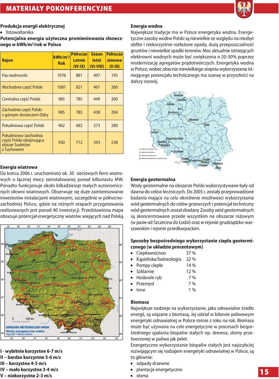 Energetyczne zasoby wodne Polski są niewielkie ze względu na niezbyt obfite i niekorzystnie rozłożone opady, dużą przepuszczalność gruntów i niewielkie spadki terenów.