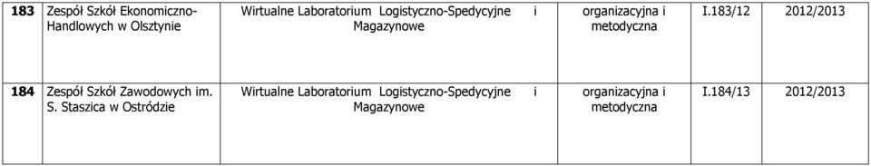 183/12 2012/2013 184 Zespół Sz