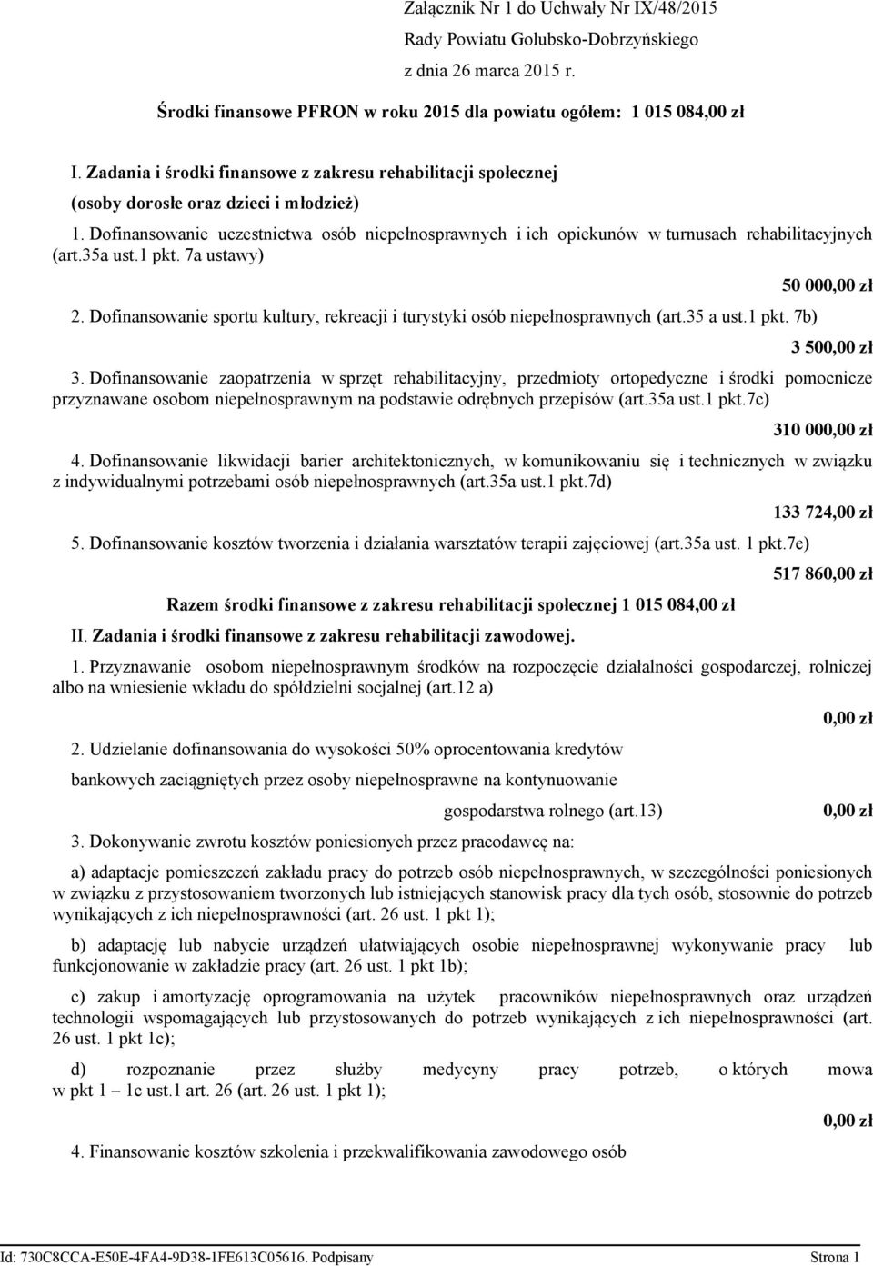 Dofinansowanie uczestnictwa osób niepełnosprawnych i ich opiekunów w turnusach rehabilitacyjnych (art.35a ust.1 pkt. 7a ustawy) 2.