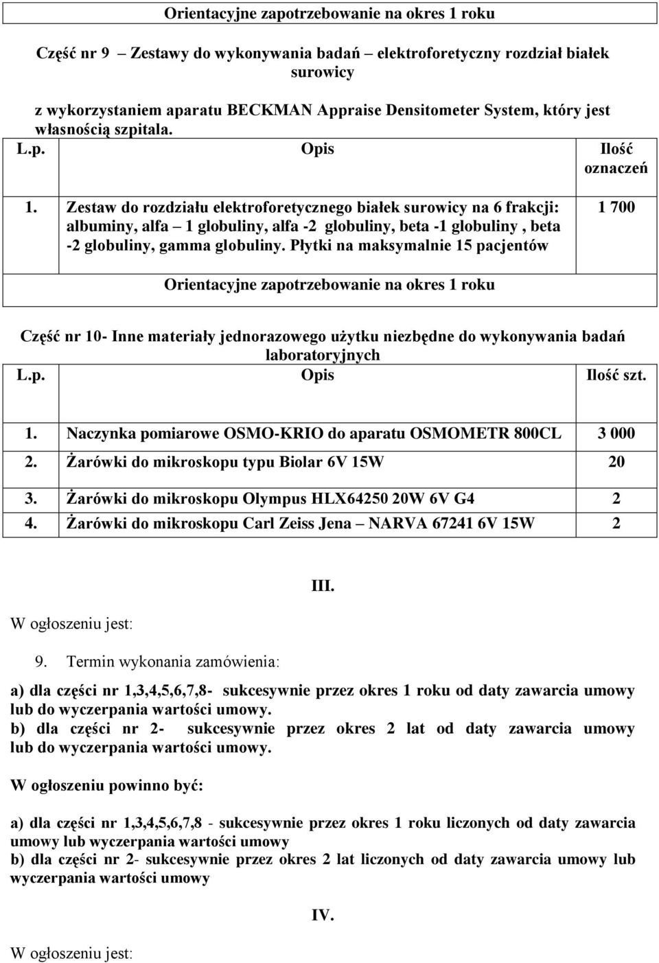 Zestaw do rozdziału elektroforetycznego białek surowicy na 6 frakcji: albuminy, alfa 1 globuliny, alfa -2 globuliny, beta -1 globuliny, beta -2 globuliny, gamma globuliny.