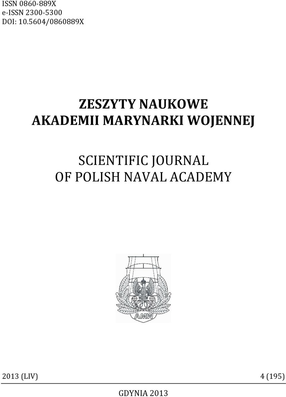 MARYNARKI WOJENNEJ SCIENTIFIC JOURNAL OF