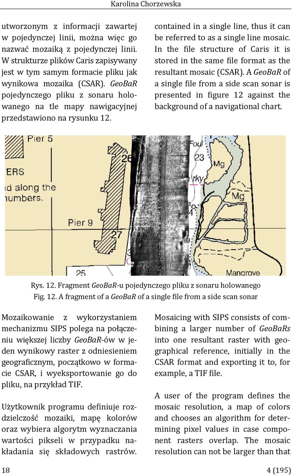 contained in a single line, thus it can be referred to as a single line mosaic. In the file structure of Caris it is stored in the same file format as the resultant mosaic (CSAR).