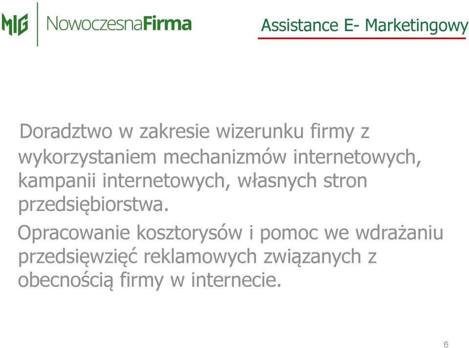 własnych stron przedsiębiorstwa.