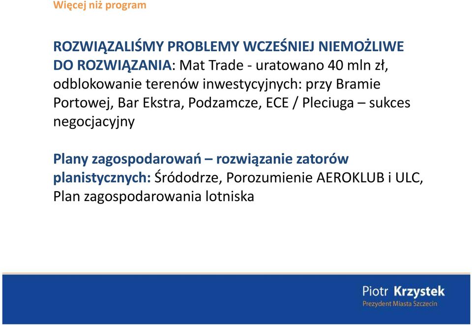 Ekstra, Podzamcze, ECE / Pleciuga sukces negocjacyjny Plany zagospodarowań rozwiązanie