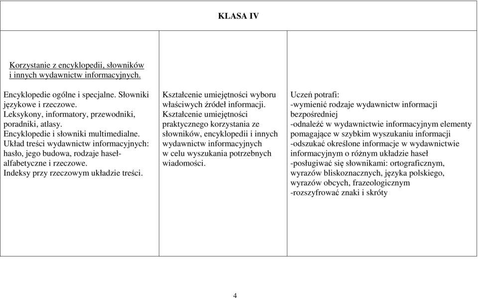 Indeksy przy rzeczowym układzie treści. wyboru właściwych źródeł informacji.